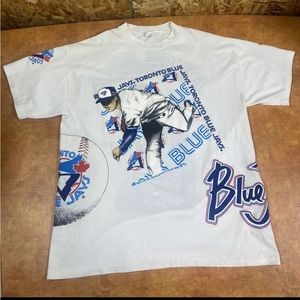 1991 Vintage TORONTO BLUE JAYS Shirt BASEBALL Single Stitch ALL OVER one size